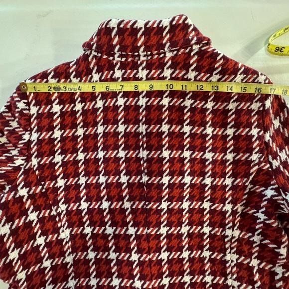 LIZ CLAIBORNE Wool Blend Houndstooth Peplum Maroon Orange Jacket (XL) - Picture 14 of 17